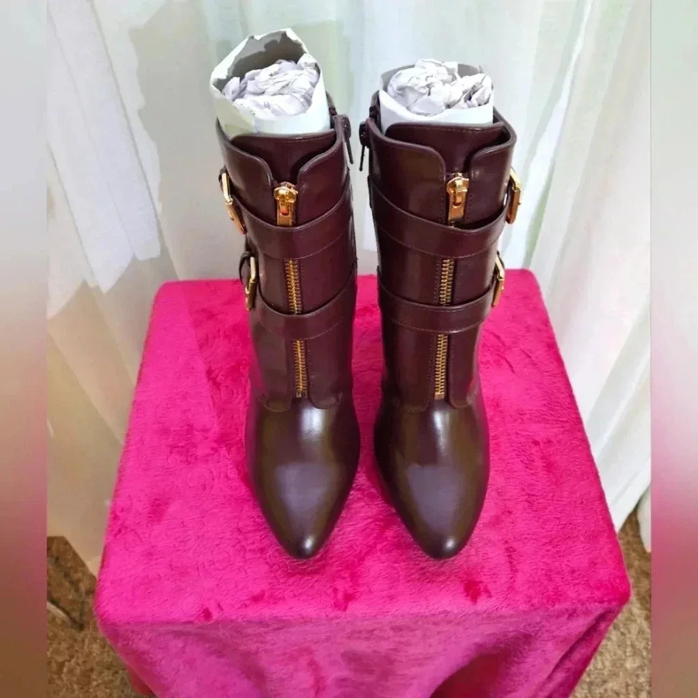 JUSTFAB  "Zola" burgundy booties NWOT